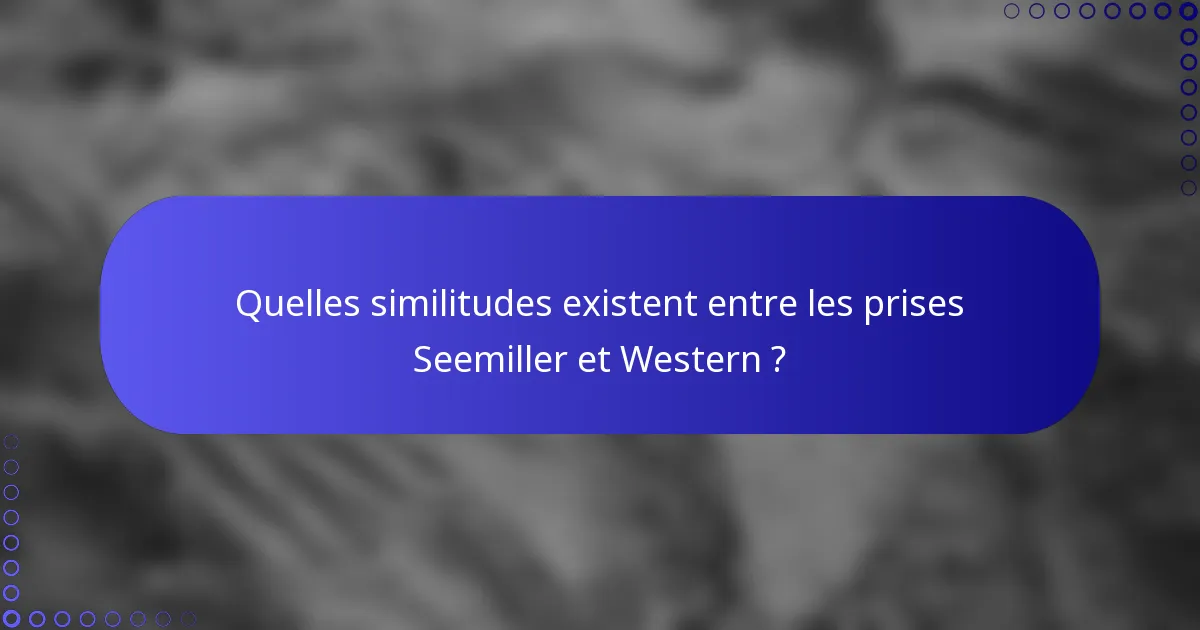 Quelles similitudes existent entre les prises Seemiller et Western ?