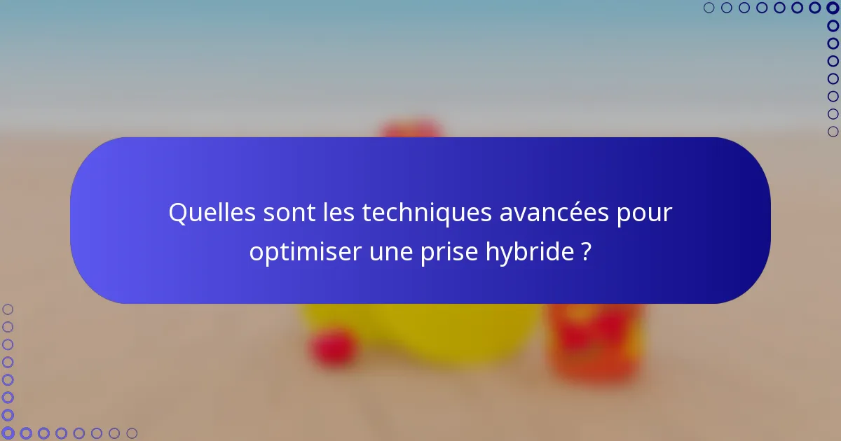 Quelles sont les techniques avancées pour optimiser une prise hybride ?